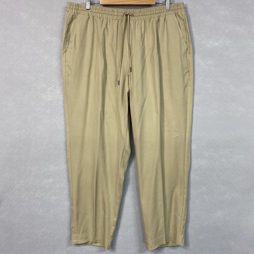 Ruby Rd Women 1X Cargo Pants Tan Rattan Elastic Waist Drawstring Tencel